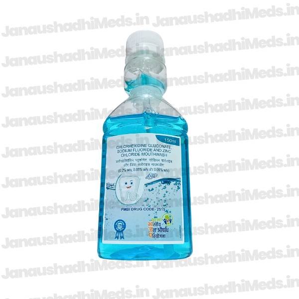 Janaushadhi Chlorhexidine, Sodium Fluoride & Zinc Mouthwash (Sugar Free)